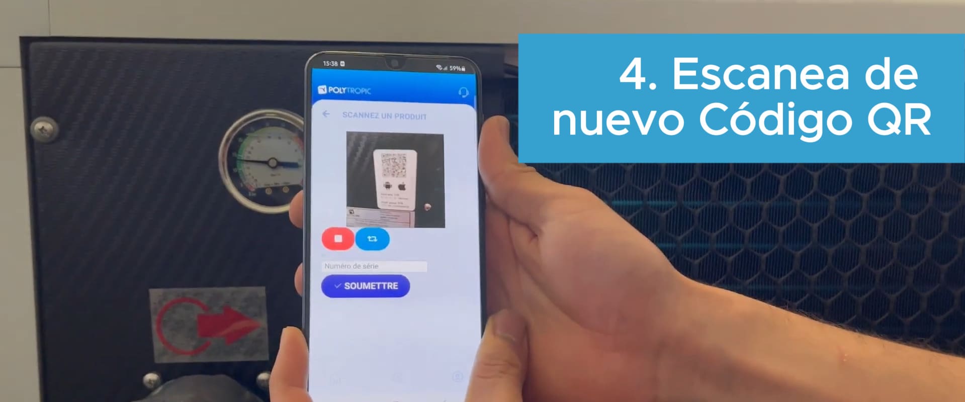 Escanea de nuevo el código QR de la bomba de calor Polytropic en la app PolyConnect